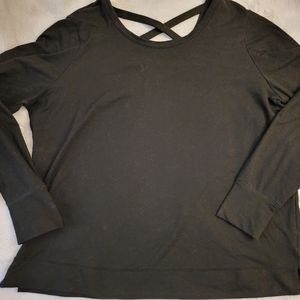 Black Lattice Back Pullover Sweatshirt XXL Tall